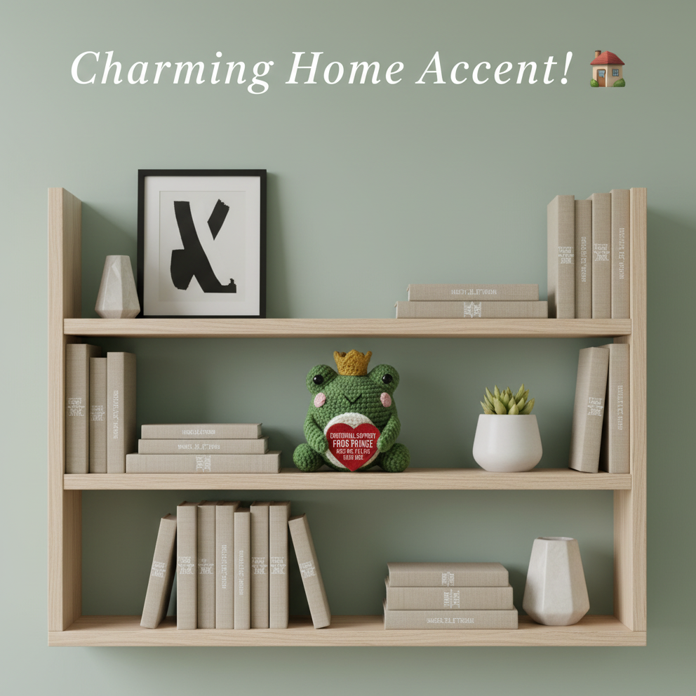 Emotional Support Frog Prince Crochet Doll, Amigurumi Plush, Valentine's Day Gift Idea